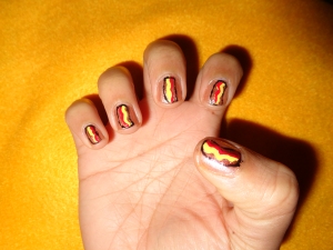 shimmery hotdogs nails